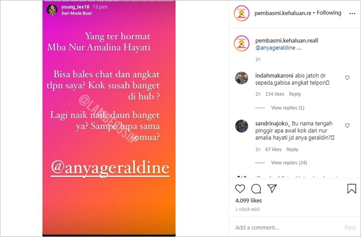Young Lex Susah Menghubungi Anya Geraldine