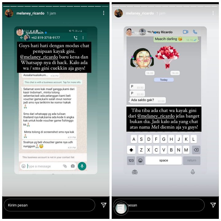 Melaney Ricardo Ungkap Nomor WhatsAppnya Diretas, Tyas Mirasih Nyaris Jadi Korban Penipuan