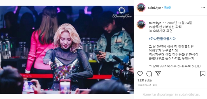Pelapor Kasus Burning Sun Kirim Pesan Mengkhawatirkan untuk Hyoyeon SNSD