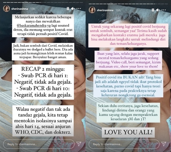 Sherina Tegaskan Sang Suami Tidak Terpapar COVID-19, Ungkap Alasan Tetap Jalani Isolasi Mandiri