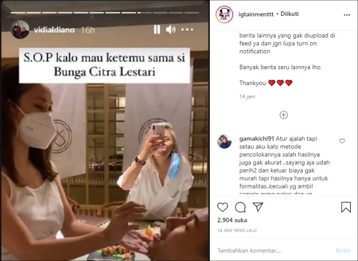 Bunga Citra Lestari Lakukan Swab Test Mandiri Pada Vidi Aldiano Jadi Kontroversi