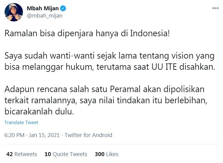 Mbah Mijan Tanggapi Soal Mbak You Bakal Dipolisikan