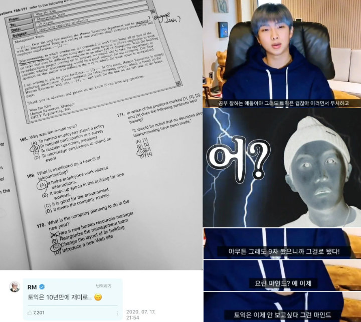 RM BTS Bagikan Skor Tes TOEIC Hasil Iseng-Iseng, Ternyata Tinggi Banget