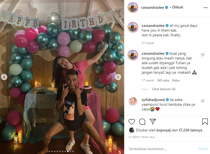 Sang Asisten Meninggal Dunia, Cassandra Lee Sudah Anggap Seperti Kakak Kandung
