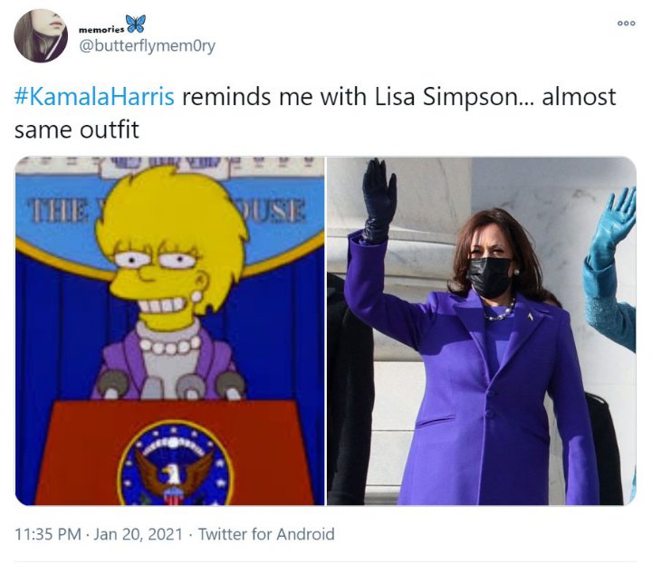 Outfit Kamala Harris Saat Pelantikan Diyakini Sesuai Ramalan \'The Simpson
