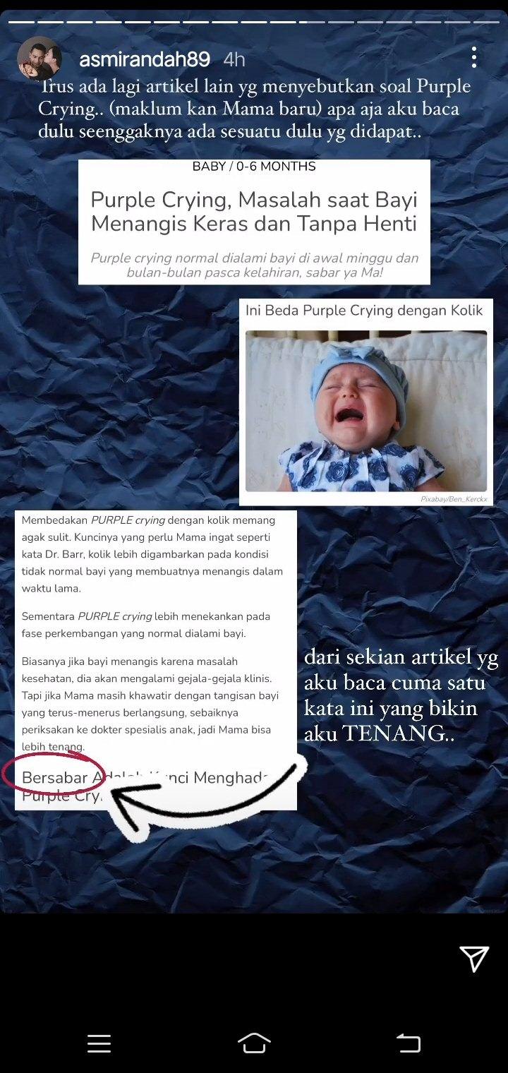 Bayi Asmirandah Tak Berhenti Nangis Tengah Malam Bikin Khawatir Alami Purple Crying