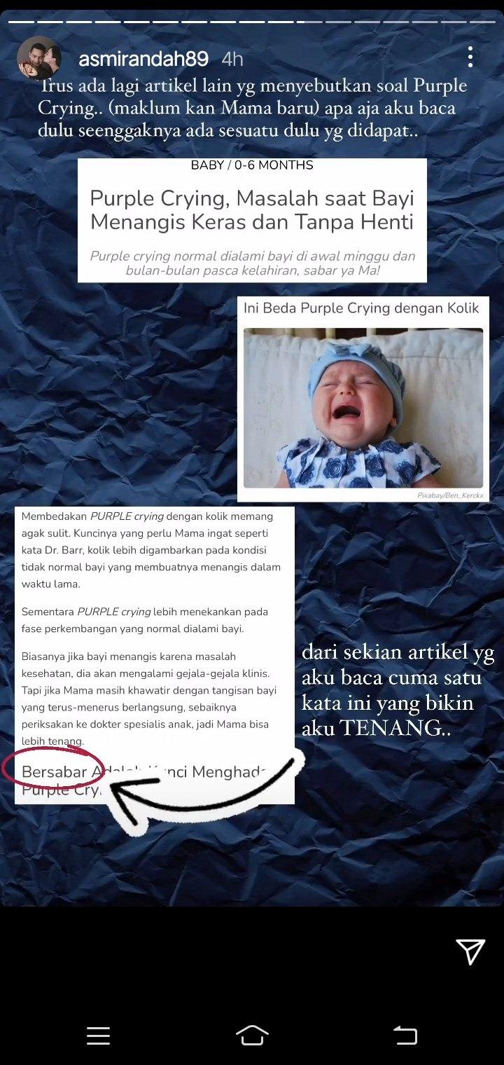 Bayi Asmirandah Tak Berhenti Nangis Tengah Malam Bikin Khawatir, Alami Purple Crying?