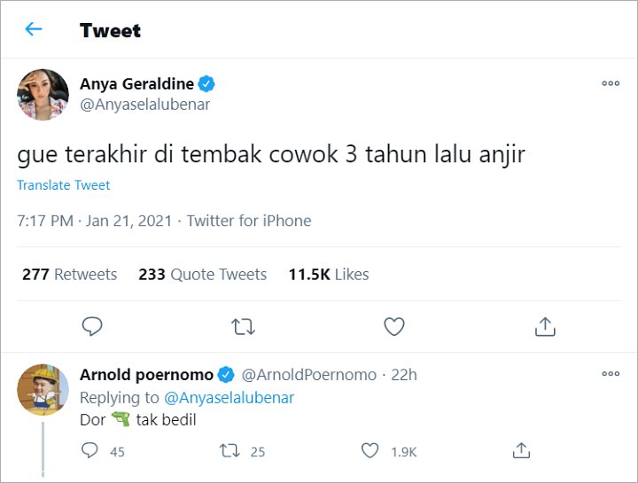 Anya Geraldine Ngaku Lupa Rasanya Ditembak Cowok, Chef Arnold Nimbrung Ikutan Komen