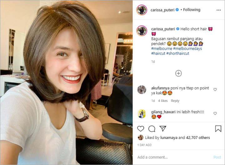 Cantiknya Kebangetan, Carissa Putri Potong Rambut Jadi Pendek Sukses Bikin Pangling