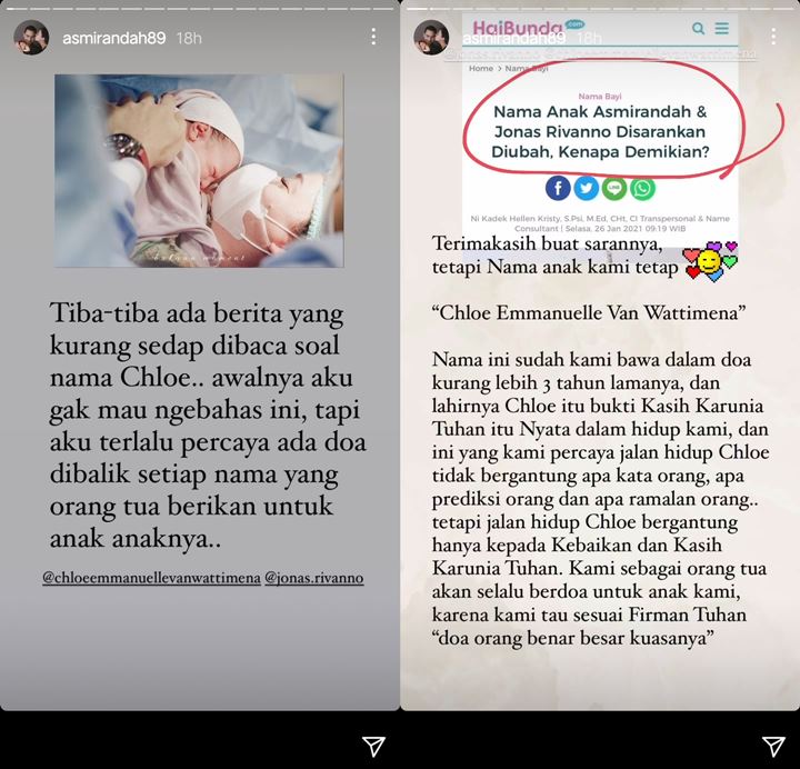 Reaksi Menohok Asmirandah Soal Usulan Ganti Nama Anak, Tak Percaya Prediksi dan Ramalan