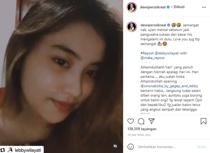 Lebby Wilayati Curhat Banyak Dimintain Gratisan Di Bisnis Pertamanya, Dewi Persik: Semangat Sayang