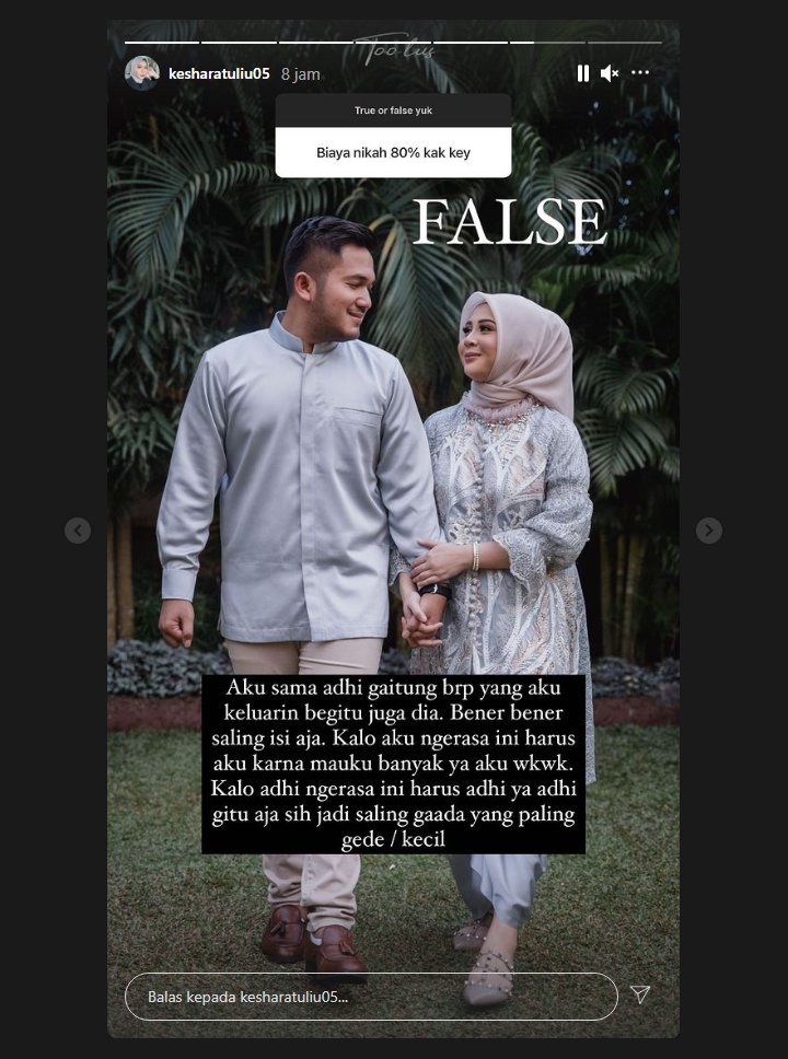 Begini Jawaban Kesha Ratuliu Saat Disebut Lebih Banyak Menanggung Biaya Nikah