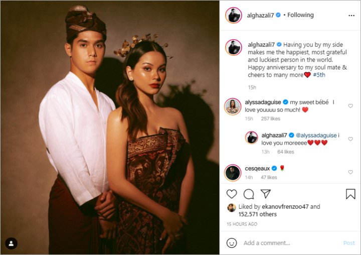 Al Ghazali dan Alyssa Daguise Mesra Rayakan Anniversary ke-5, Bagikan Foto Prewed?