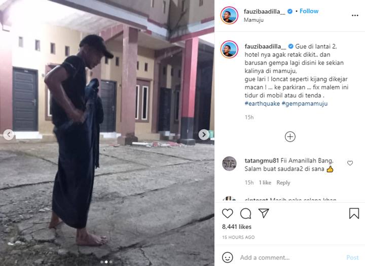 Cerita Menegangkan Fauzi Baadilla Soal Gempa Mamuju, Nekat Lompat dari Lantai 2 Hotel