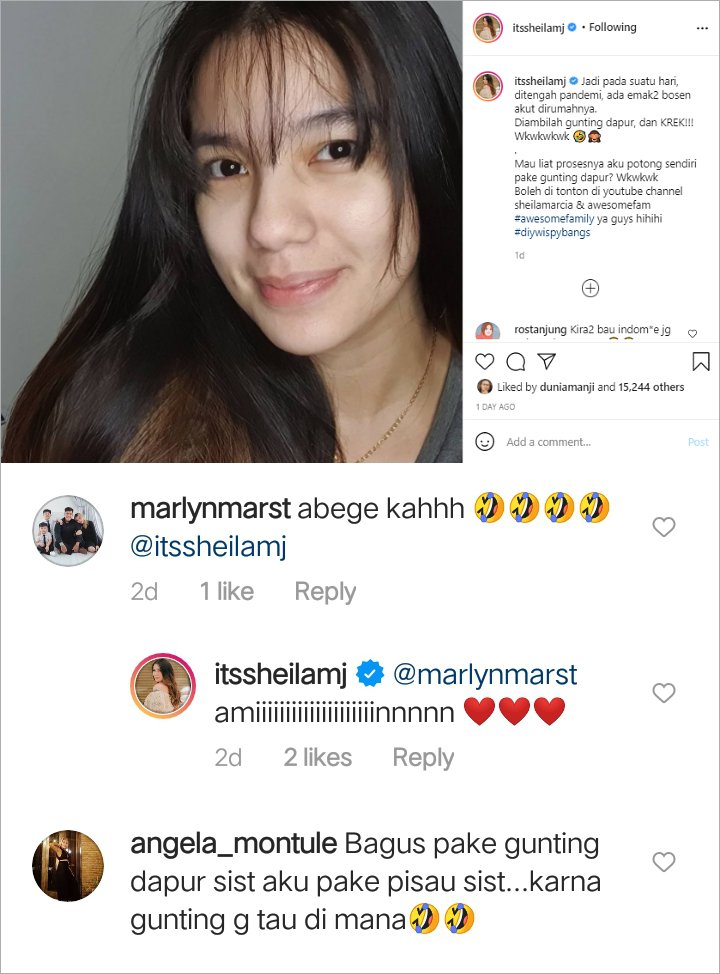 Sheila Marcia Gabut Banget Sampai Potong Rambut Pakai Gunting Dapur, Hasilnya Mengejutkan