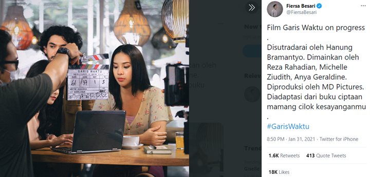 Reza Rahadian dan Anya Geraldine Main Film \'Garis Waktu\' Adaptasi Novel Fiersa Besari