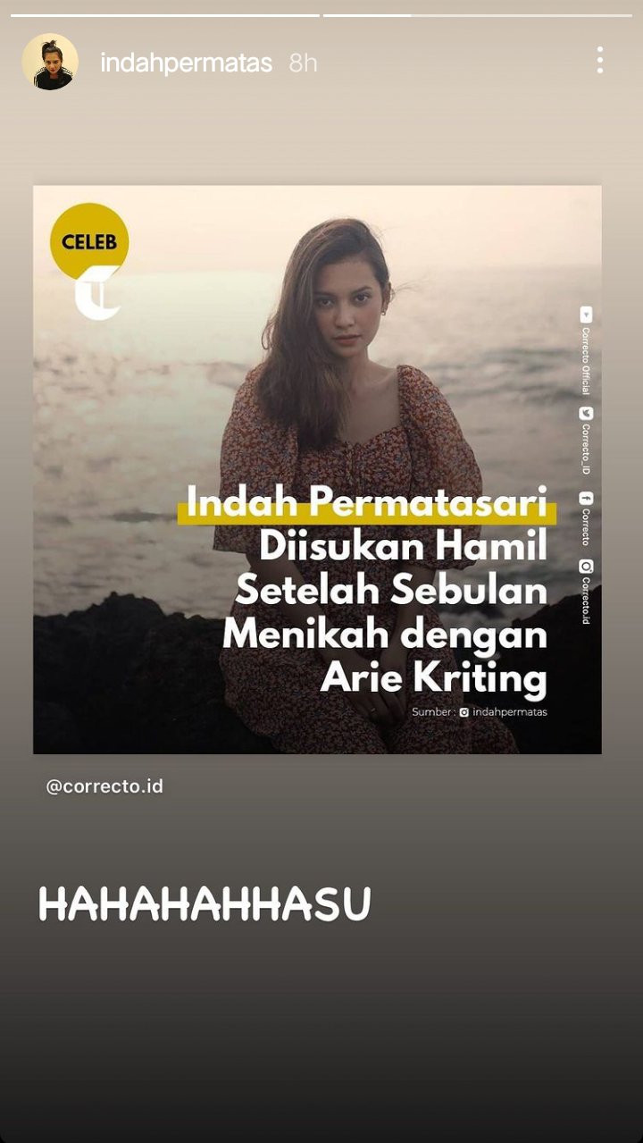Indah Permatasari Beri Reaksi Mengejutkan Saat Diisukan Sudah Hamil Anak Pertama