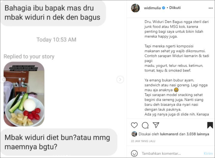 Tegas Biasakan Pola Makan Sehat, Widi Mulia Ternyata Masih Biarkan Anak Konsumsi Junk Food