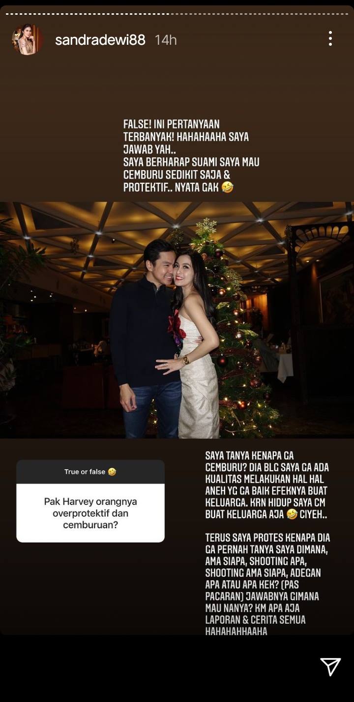Sandra Dewi Protes Sang Suami Tak Pernah Cemburu, Terkuak Alasan Kocak Ini