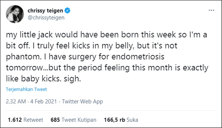 Chrissy Teigen Kenang Kepergian Sang Bayi Pasca Keguguran: Jack Kecilku Akan Lahir Minggu Ini