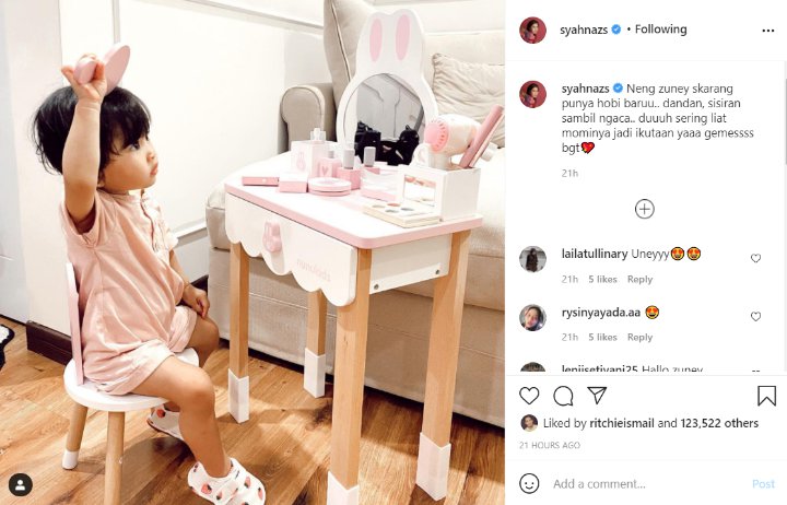 Gemes Banget, Putri Syahnaz Sadiqah Sudah Hobi Dandan Sampai Punya Meja Rias Pribadi