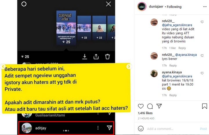 Adit Jayusman kepergok kepo akun haters Ayu Ting Ting