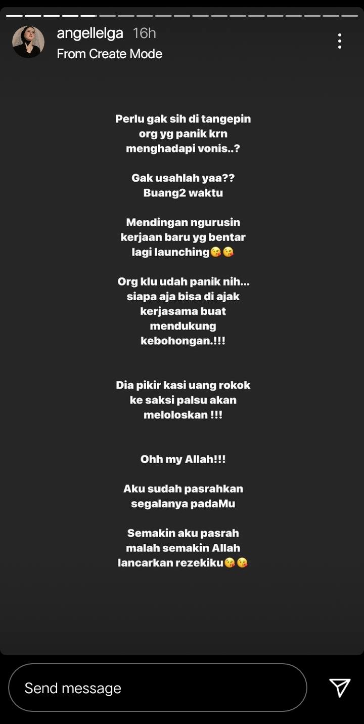 Dituding Sering Bawa Pria Menginap, Angel Lelga Sindir Saksi Palsu dalam Persidangan