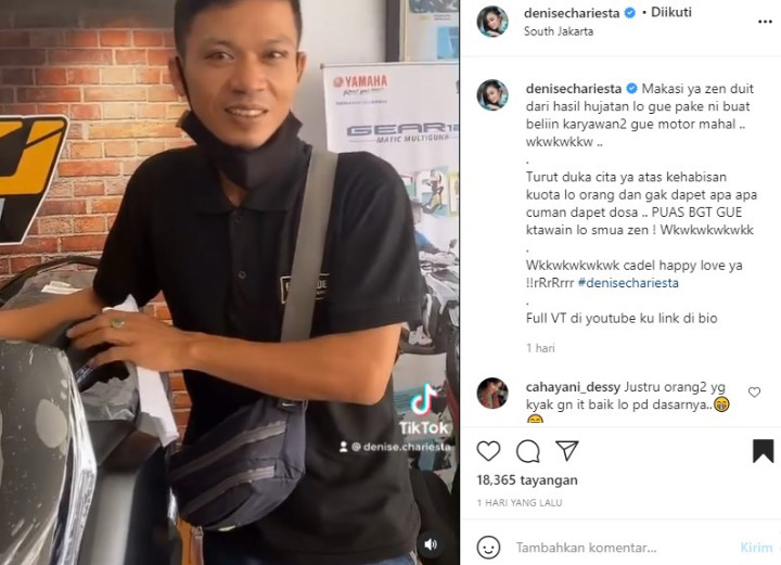 Ternyata Berhati Mulia, Denise Chariesta Pamer Belikan Karyawannya Motor Baru