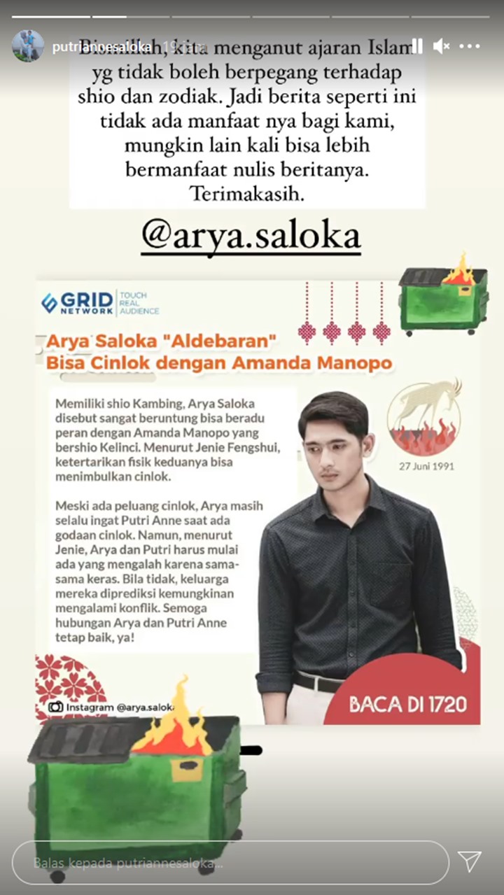 Diramalkan Bakal Bercerai Dari Arya Saloka Berdasarkan Zodiak, Putri Anne Tegaskan Hal Ini