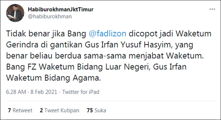 Penjelasan Habiburokhman