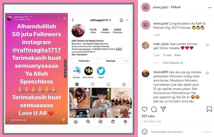 Jelang Ulang Tahun Raffi Ahmad Dan Nagita Slavina Raih 50 Juta Followers Instagram
