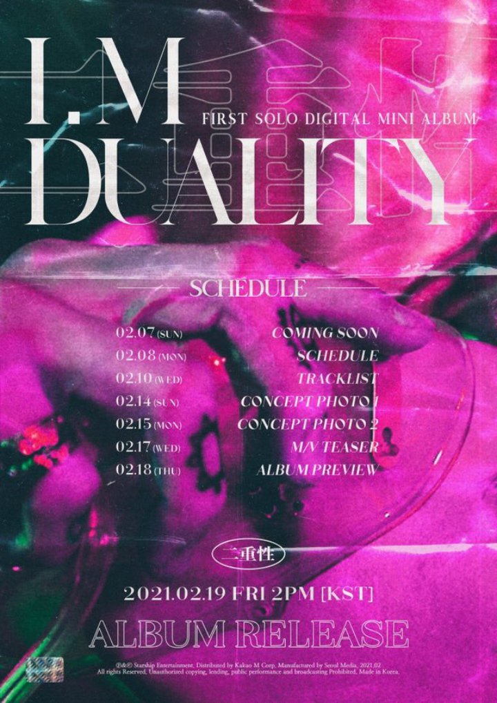 I.M MONSTA X Lanjutkan Hitungan Mundur Debut Solonya Dengan Rilis Teaser Scheduler \'Duality\'
