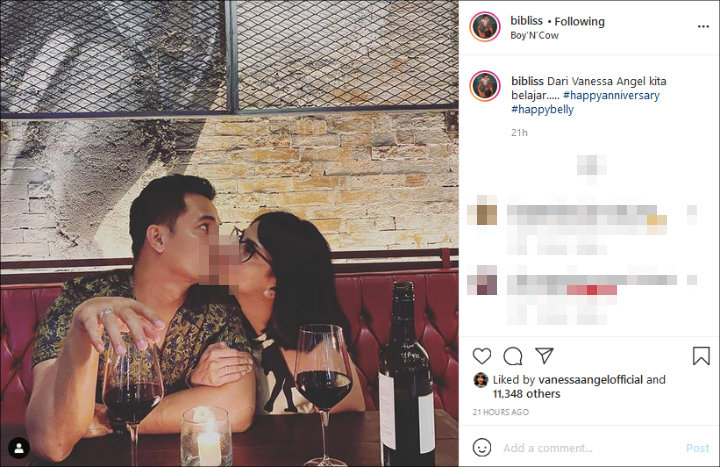 Vanessa Angel Cium Mesra Bibi Ardiansyah di Anniversary Pernikahan Pertama, Bikin Baper