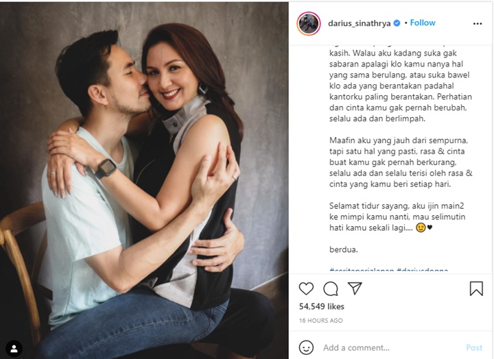 Darius Sinathrya Mendadak Minta Maaf ke Donna Agnesia Sampai Beber Kekurangannya, Ada Apa?