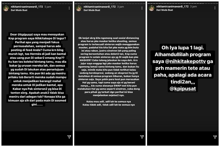 \'Nih Kita Kepo\' Dapat Teguran, Nikita Mirzani Beri Kritik Ini Untuk KPI