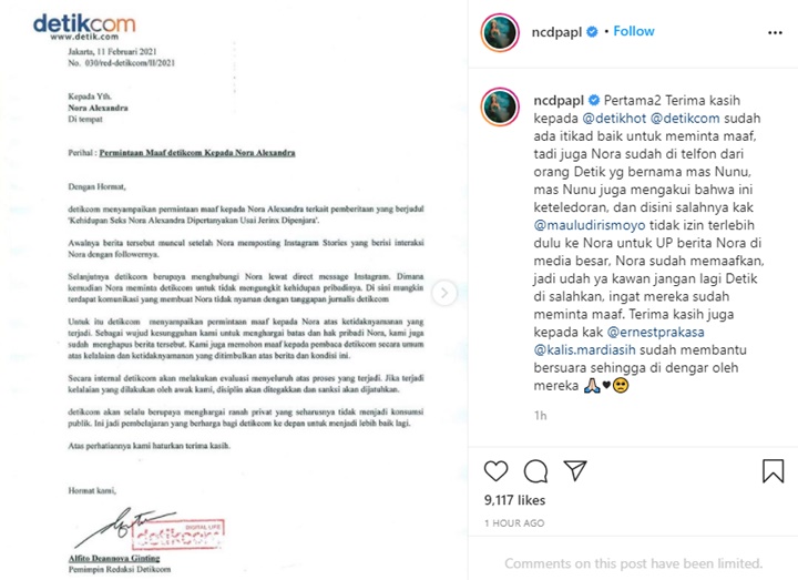 Salut, Nora Alexandra Sudah Beri Maaf Terkait Pemberitaan Tak Pantas Soal Dirinya