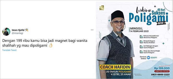 Usai Geger Aisha Weddings dan Pernikahan Anak, Kini Heboh Webinar Poligami Ayah 25 Anak