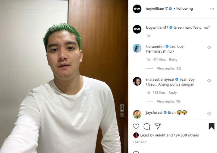 Boy William Ubah Warna Rambut Mirip Joker, Komentar Tiara Andini Bikin Ngakak!