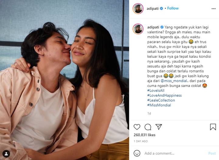 Bukan Bunga atau Coklat, Adipati Dolken Beri Kado Valentine Ini untuk Canti Tachril