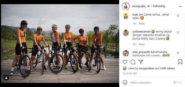 Suami Sibuk Bisnis Cupang, Nirina Zubir Curhat Gagal Bersepeda Bareng Gengnya