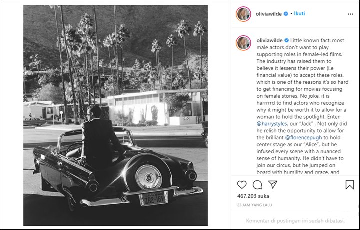 Olivia Wilde Puji Harry Styles Atas Peran Pendukung Di Filmnya Pasca Digosipkan Pacaran