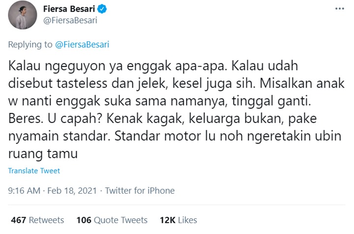 Fiersa Besari Kesal Nama Anaknya Dikritik Netizen