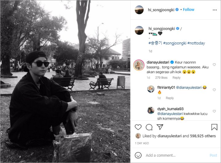 Komentar Kocak Dian Ayu di Postingan Terbaru Song Joong Ki Jadi Perbincangan, Bikin Bingung