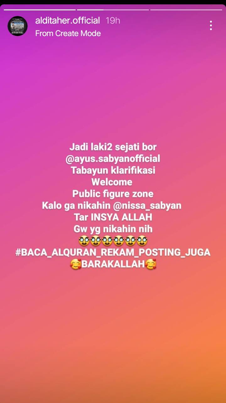 Aldi Taher Ikut Komentari Isu Perselingkuhan Ayus dan Nissa Sabyan Malah Bikin Emosi, Kok Bisa?