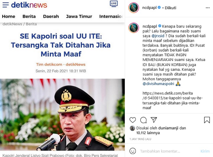 Nora Alexandra Tuntut UU ITE