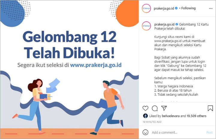 Kartu Pra Kerja Dibuka