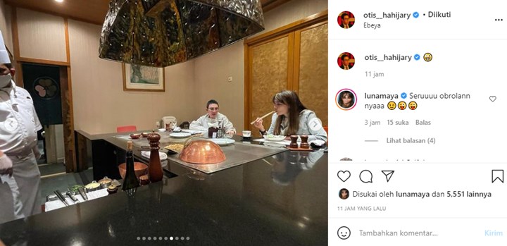Usai Diberi Kejutan Valentine, Kini Luna Maya Dinner Bareng Otis Hahijary Ramai Didoakan Berjodoh