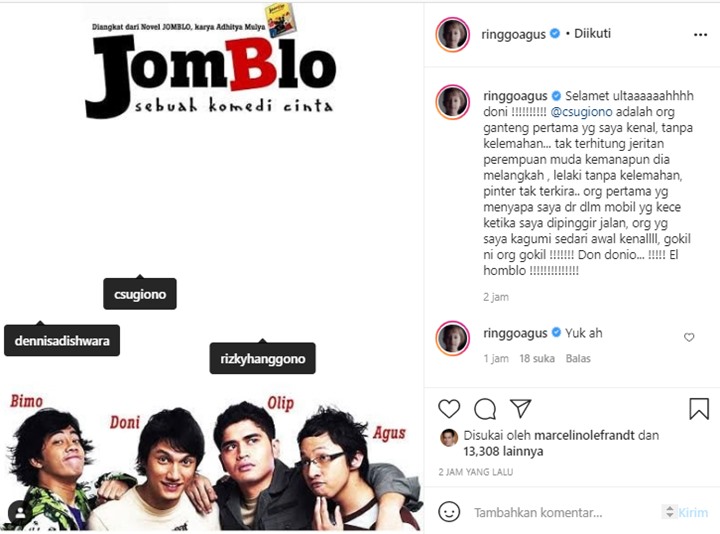 Ringgo Agus Rahman Ucapkan Ulang Tahun Christian Sugiono, Sebut Orang Ganteng Tanpa Cela