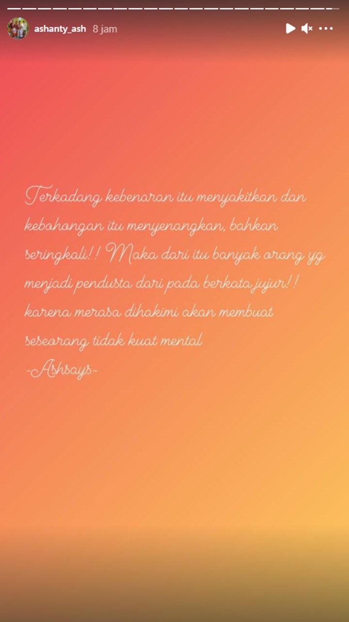 Ashanty Mendadak Singgung Soal Pendusta Pasca Dikabarkan Sudah Pulang Ke Rumah, Kenapa?