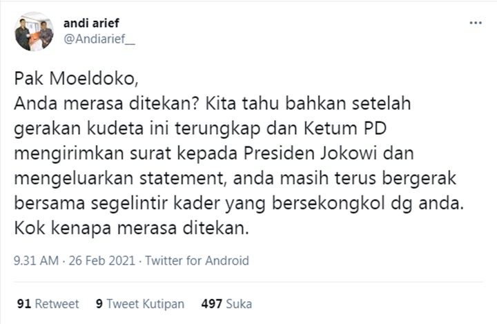 Andi Arief Balas Moeldoko